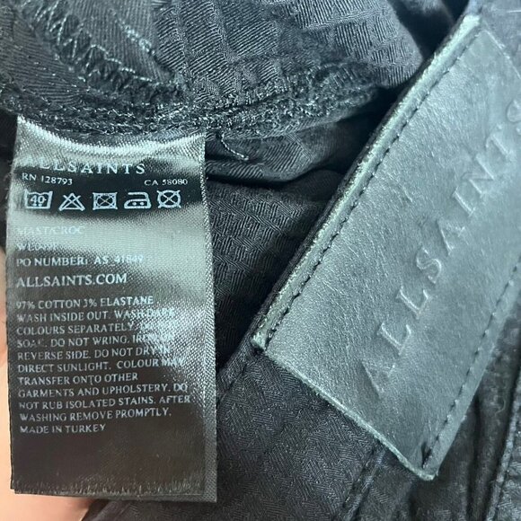 AllSaints Mast Skinny Jeans Croc Black Women’s Size 26 Low Rise Stretch Denim - Picture 13 of 13